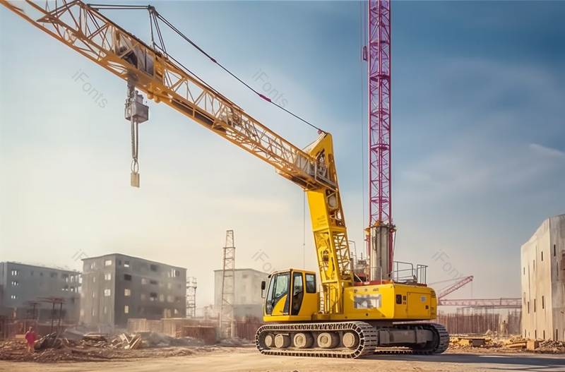 建筑施工道路移动式起重机和施工现场塔式起重机,高清,摄影图,摄影图片,图片大全,摄影图免费下载